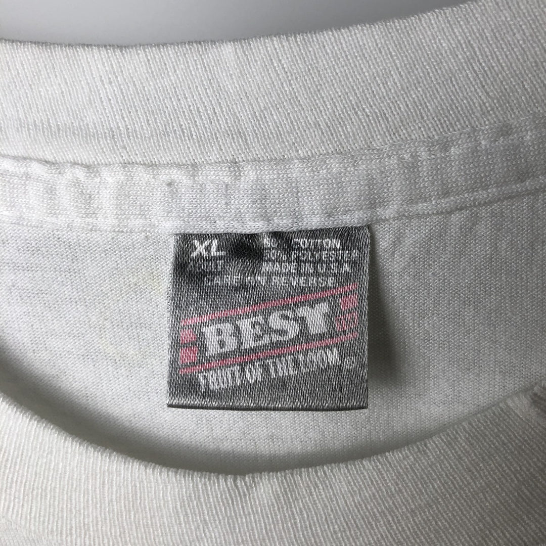 90'S Fruit of the Loom Best College T-Shirt, Made in USA, Men's XL equivalent, Vintage cotton white type Vintage Second Hand