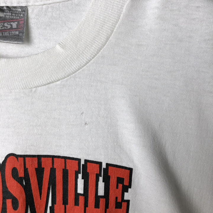 90'S Fruit of the Loom Best College T-Shirt, Made in USA, Men's XL equivalent, Vintage cotton white type Vintage Second Hand