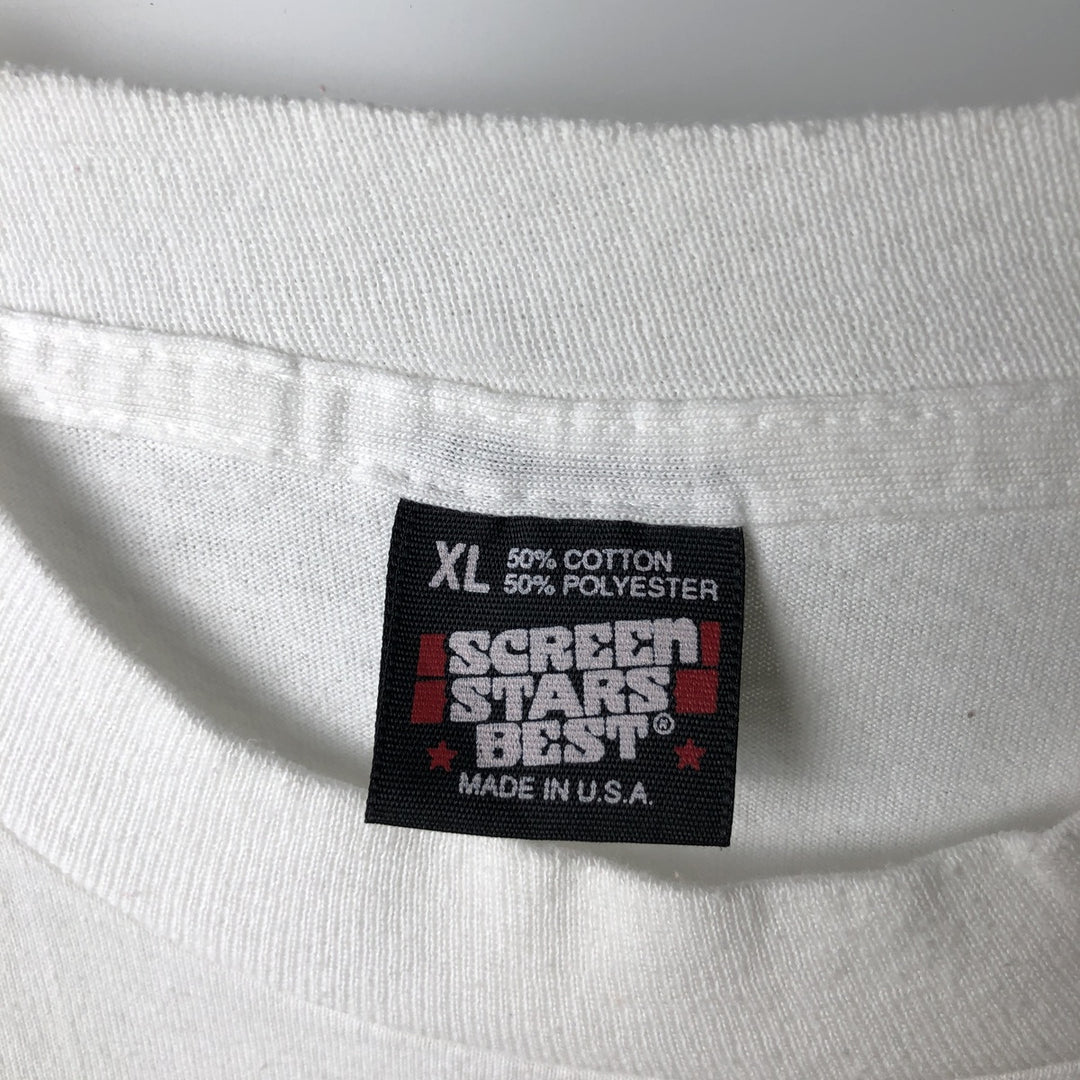 90'S Screen Stars Best College T-shirt, Made in USA, Men's XL, Vintage cotton white type Vintage Second Hand