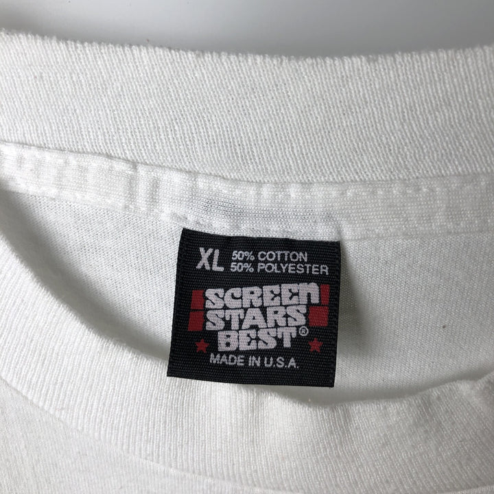 90'S Screen Stars Best College T-shirt, Made in USA, Men's XL, Vintage cotton white type Vintage Second Hand