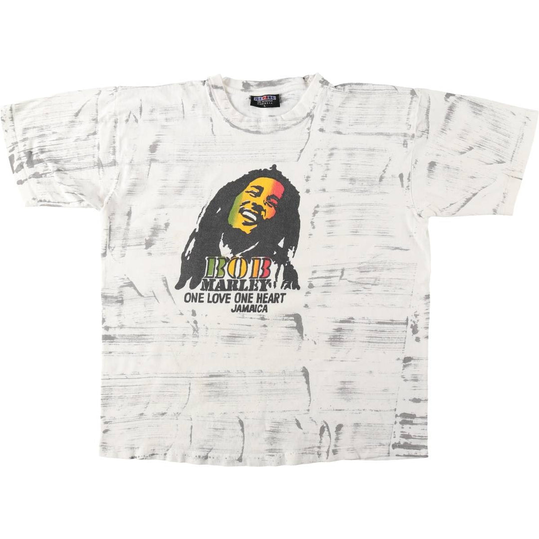 Jerzees Bob Marley Band T-Shirt (Men's Size L) cotton white type Vintage Second Hand