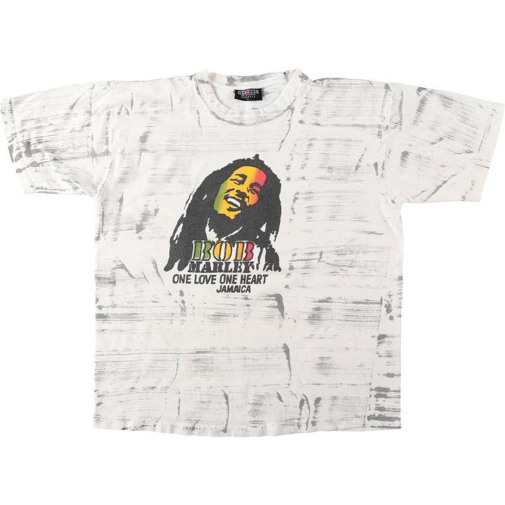 Jerzees Bob Marley Band T-Shirt (Men's Size L) cotton white type Vintage Second Hand