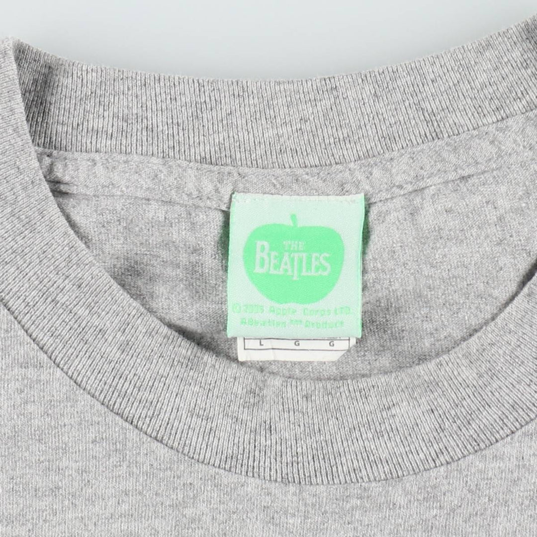 00's THE BEATLES Band T-shirt, Band T, Men's L size cotton gray type Vintage Second Hand