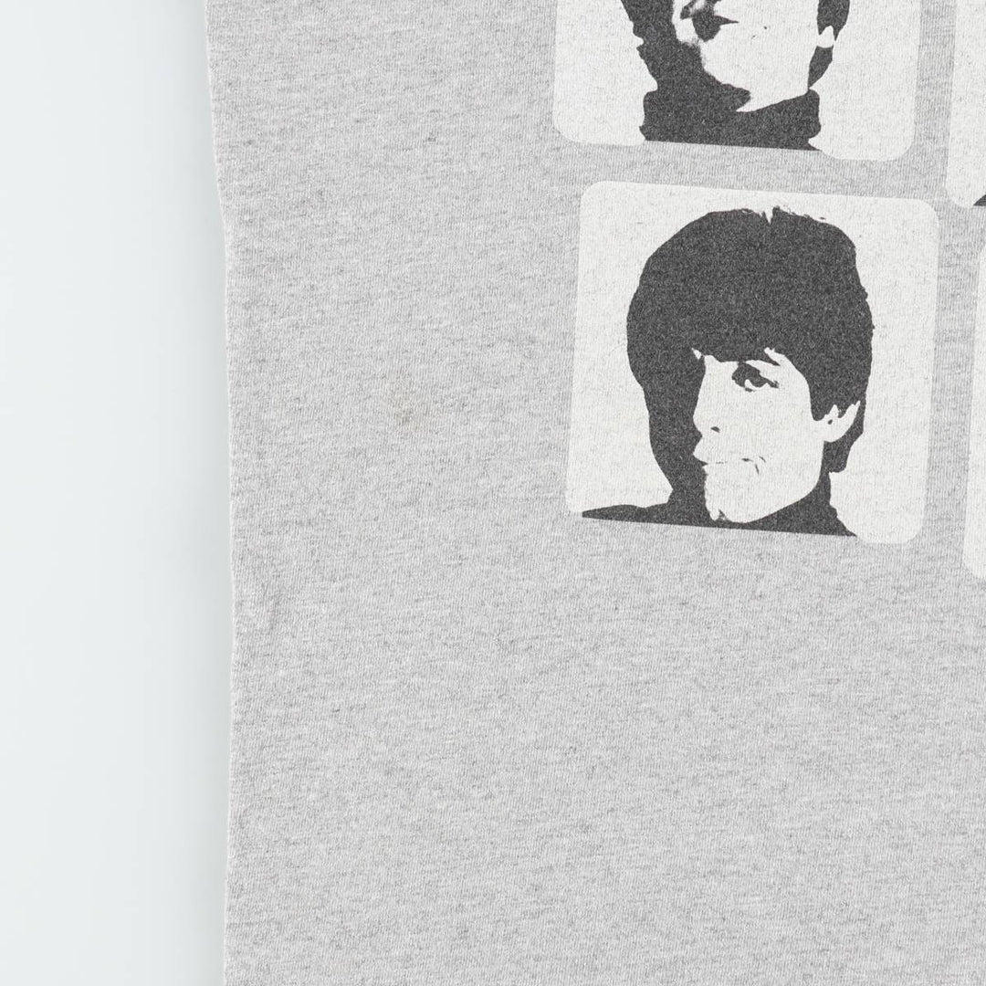 00's THE BEATLES Band T-shirt, Band T, Men's L size cotton gray type Vintage Second Hand