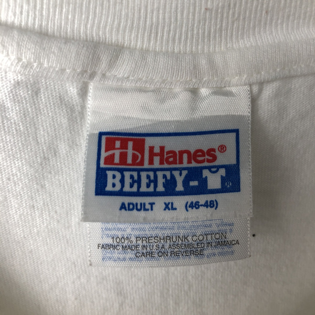 90'S Hanes BEEFY-T Chimpanzee Pattern Animal T-Shirt, Made in USA, Men's XL equivalent, Vintage cotton white type Vintage Second Hand