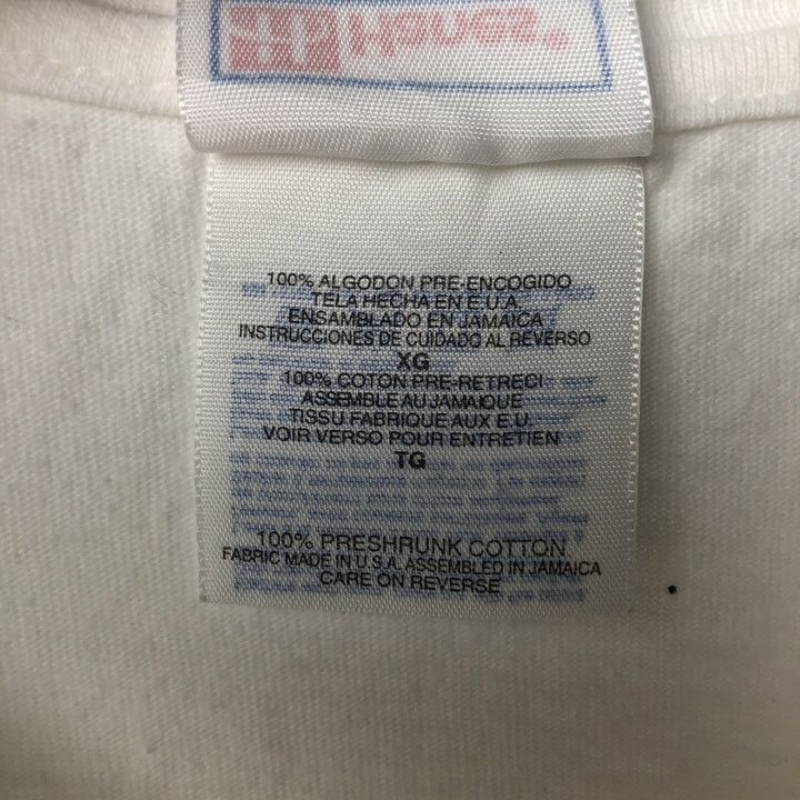 90'S Hanes BEEFY-T Chimpanzee Pattern Animal T-Shirt, Made in USA, Men's XL equivalent, Vintage cotton white type Vintage Second Hand