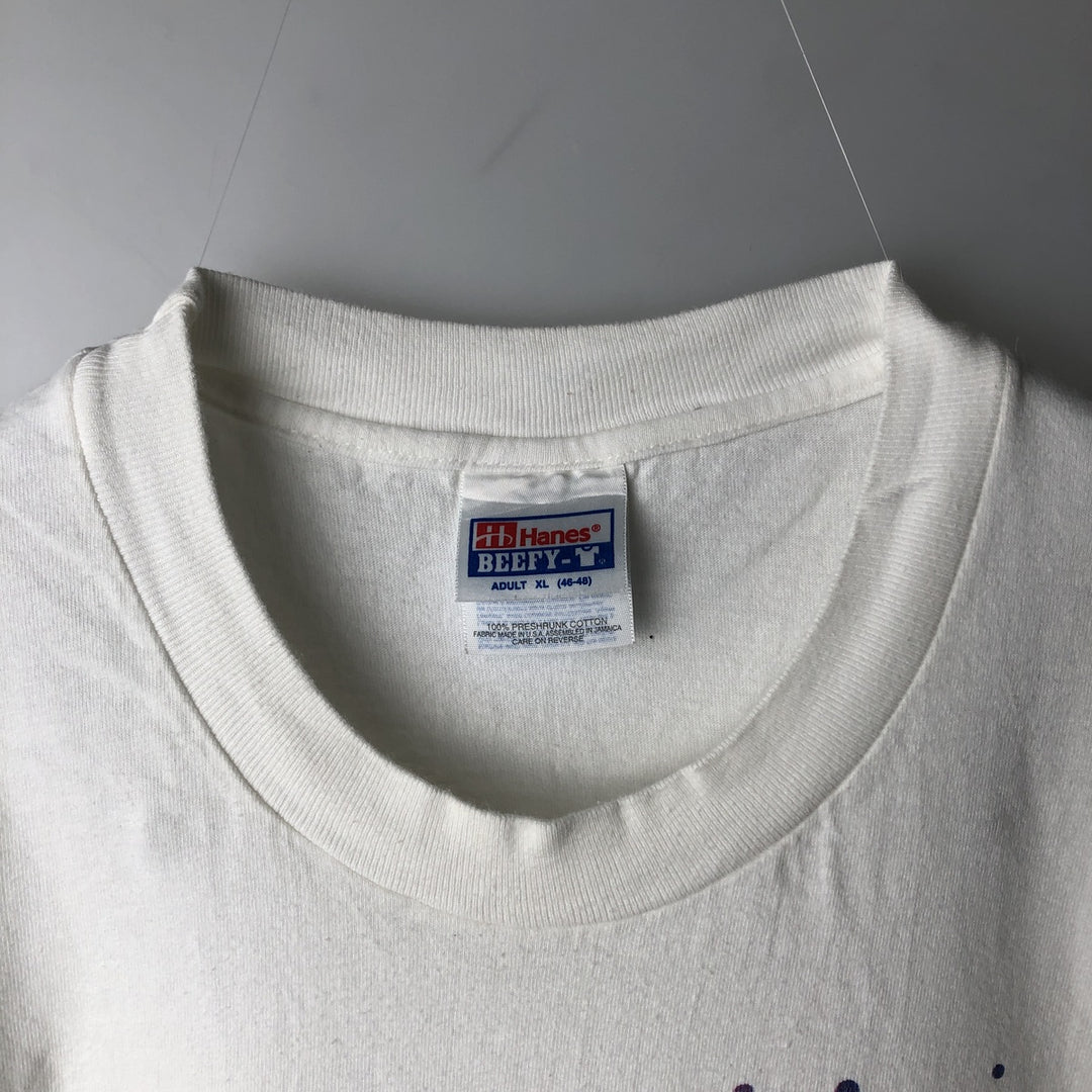 90'S Hanes BEEFY-T Chimpanzee Pattern Animal T-Shirt, Made in USA, Men's XL equivalent, Vintage cotton white type Vintage Second Hand