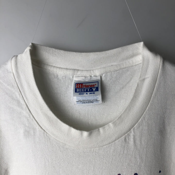 90'S Hanes BEEFY-T Chimpanzee Pattern Animal T-Shirt, Made in USA, Men's XL equivalent, Vintage cotton white type Vintage Second Hand