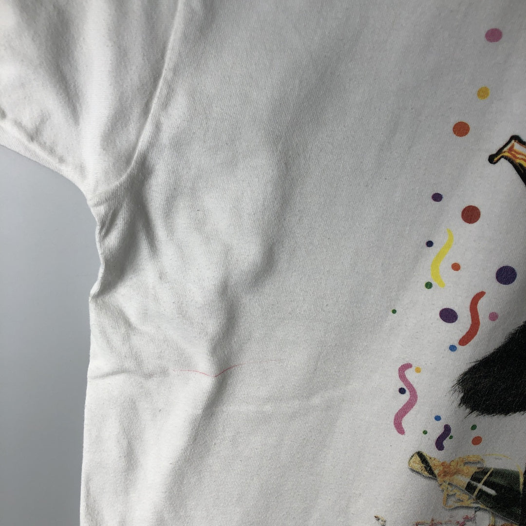 90'S Hanes BEEFY-T Chimpanzee Pattern Animal T-Shirt, Made in USA, Men's XL equivalent, Vintage cotton white type Vintage Second Hand
