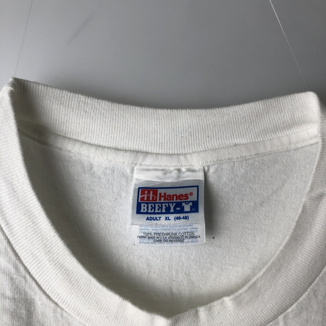 90'S Hanes BEEFY-T Chimpanzee Pattern Animal T-Shirt, Made in USA, Men's XL equivalent, Vintage cotton white type Vintage Second Hand