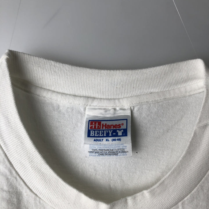 90'S Hanes BEEFY-T Chimpanzee Pattern Animal T-Shirt, Made in USA, Men's XL equivalent, Vintage cotton white type Vintage Second Hand