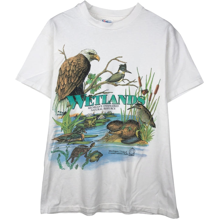 90'S Hanes BEEFY-T Animal T-Shirt, Made in USA, Men's Size L (approx.), Vintage cotton white type Vintage Second Hand