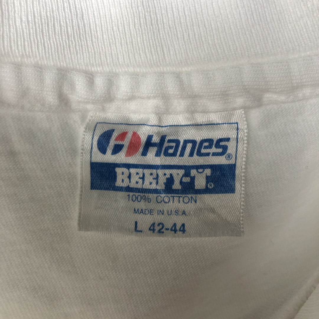 90'S Hanes BEEFY-T Animal T-Shirt, Made in USA, Men's Size L (approx.), Vintage cotton white type Vintage Second Hand
