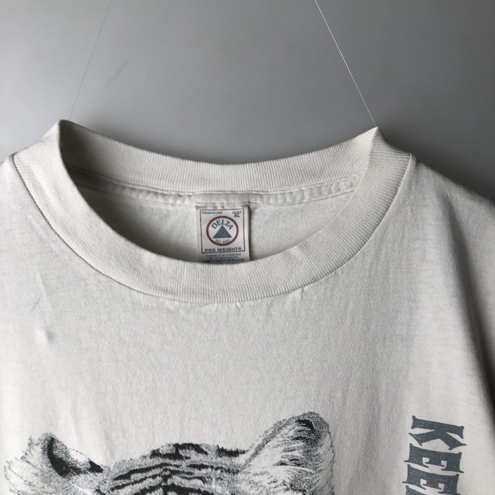 90'S Delta White Tiger Pattern Animal T-Shirt, Men's XL equivalent, Vintage cotton white type Vintage Second Hand