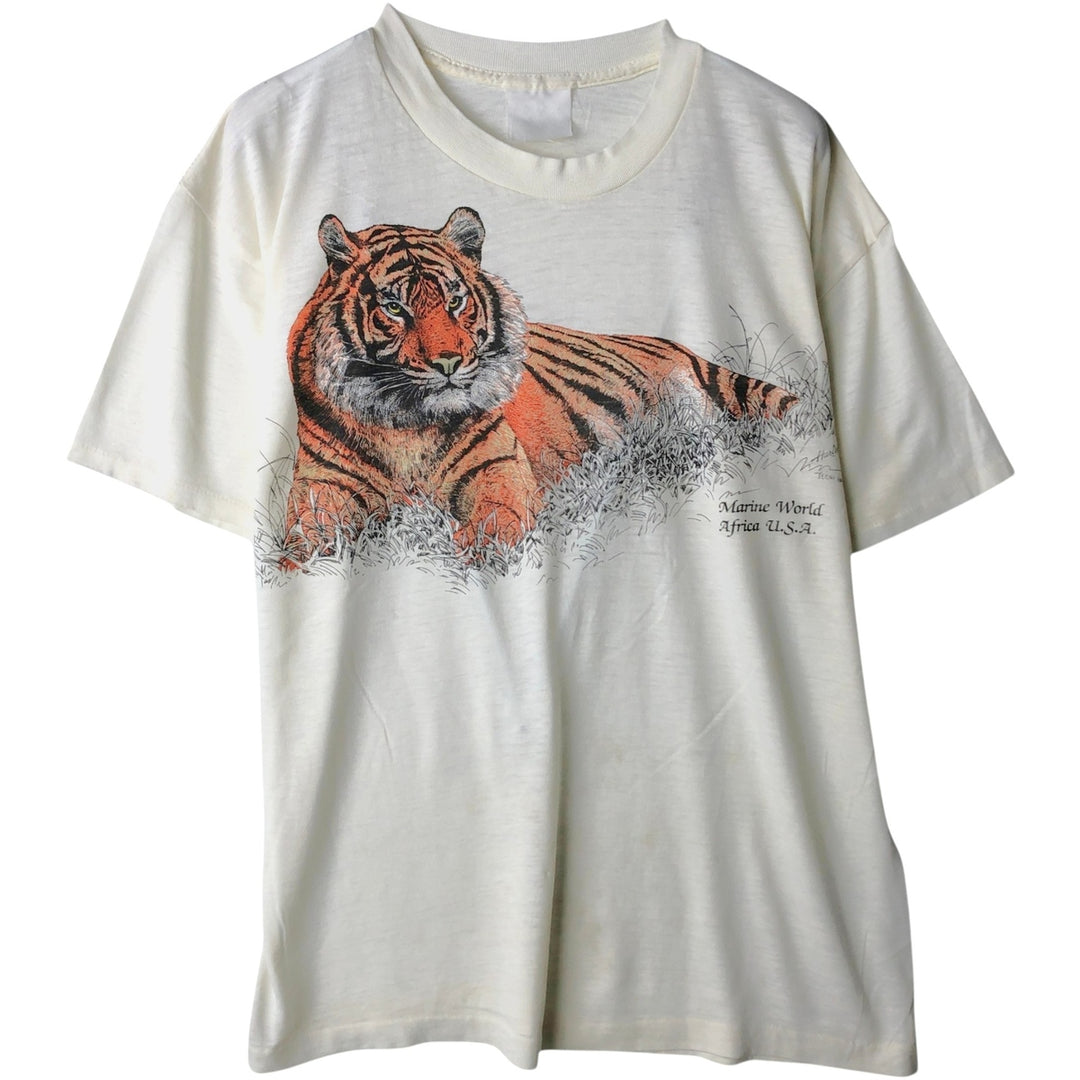 Tiger Pattern Animal T-shirt Men's XL unclear unbleached Vintage Second Hand