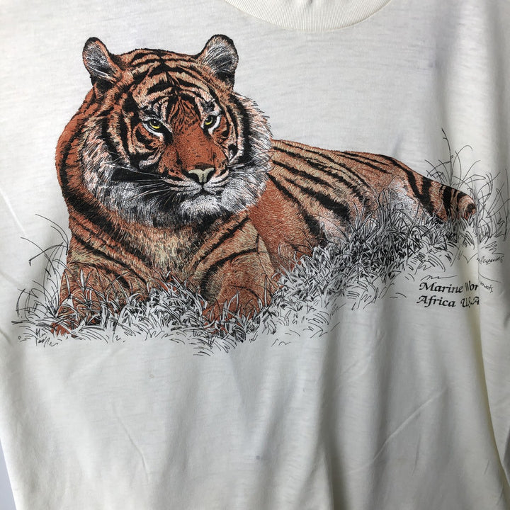 Tiger Pattern Animal T-shirt Men's XL unclear unbleached Vintage Second Hand