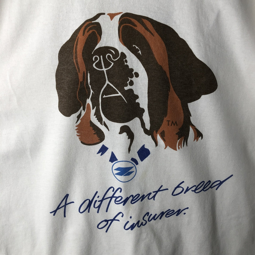 90'S Fruit of the Loom Screen Stars Dog Print Animal T-Shirt, Made in USA, Men's Size L (approx.), Vintage cotton white type Vintage Second Hand