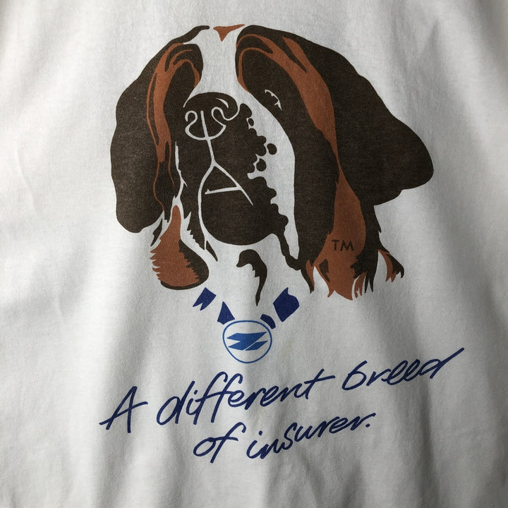 90'S Fruit of the Loom Screen Stars Dog Print Animal T-Shirt, Made in USA, Men's Size L (approx.), Vintage cotton white type Vintage Second Hand