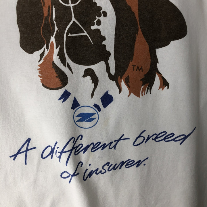90'S Fruit of the Loom Screen Stars Dog Print Animal T-Shirt, Made in USA, Men's Size L (approx.), Vintage cotton white type Vintage Second Hand