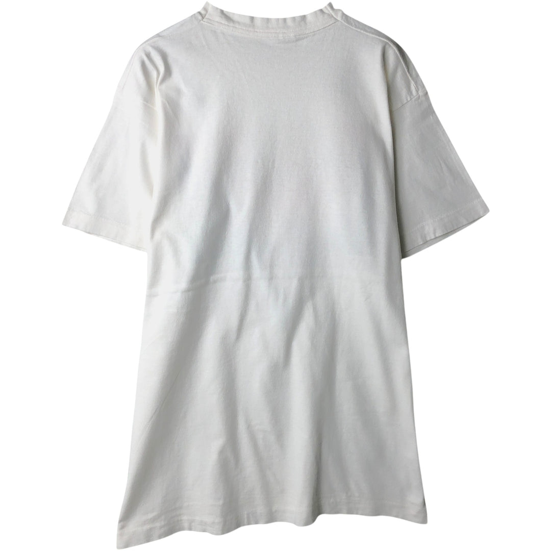Fruit of the Loom Tiger Pattern Animal T-Shirt, Made in USA, Men's Size L (approx.) cotton white type Vintage Second Hand