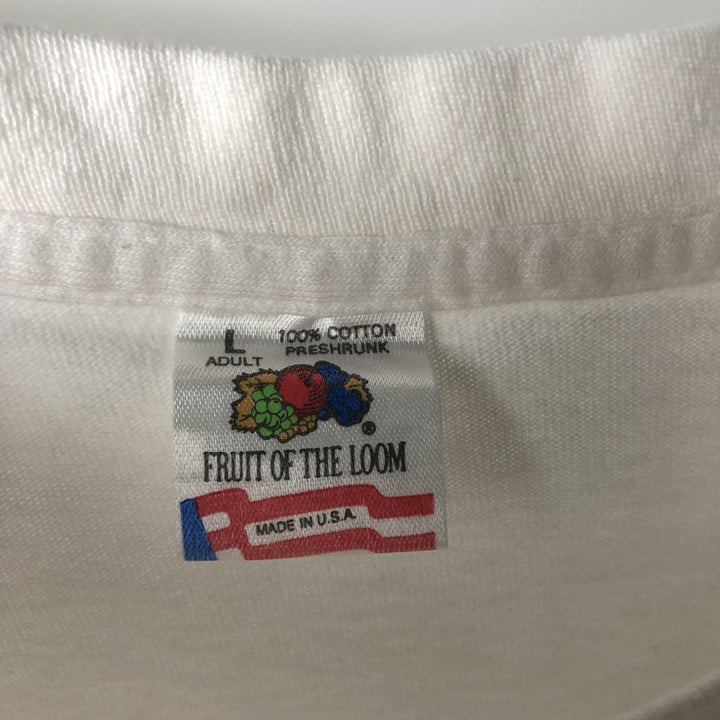 Fruit of the Loom Tiger Pattern Animal T-Shirt, Made in USA, Men's Size L (approx.) cotton white type Vintage Second Hand
