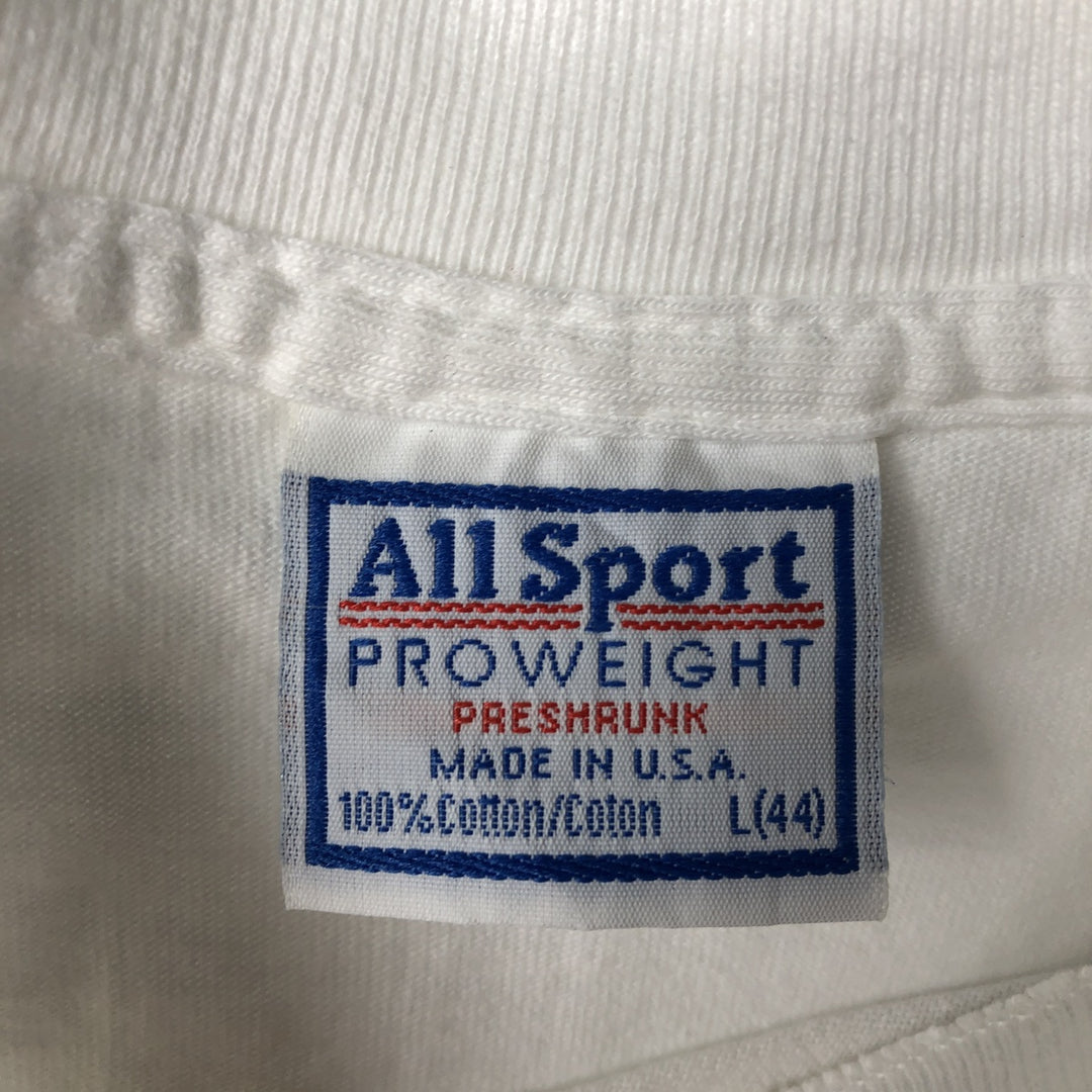 90'S ALL SPORT Crocodile Pattern Animal T-Shirt, Made in USA, Men's Size L (Equivalent), Vintage cotton white type Vintage Second Hand