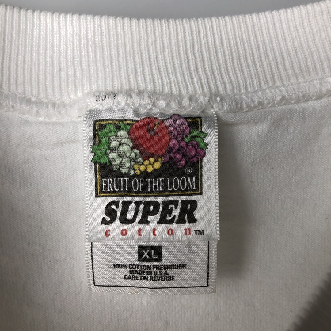 Fruit of the Loom Super Cotton Eagle Pattern Animal T-Shirt, Made in USA, Men's Size XL (approx.) cotton white type Vintage Second Hand