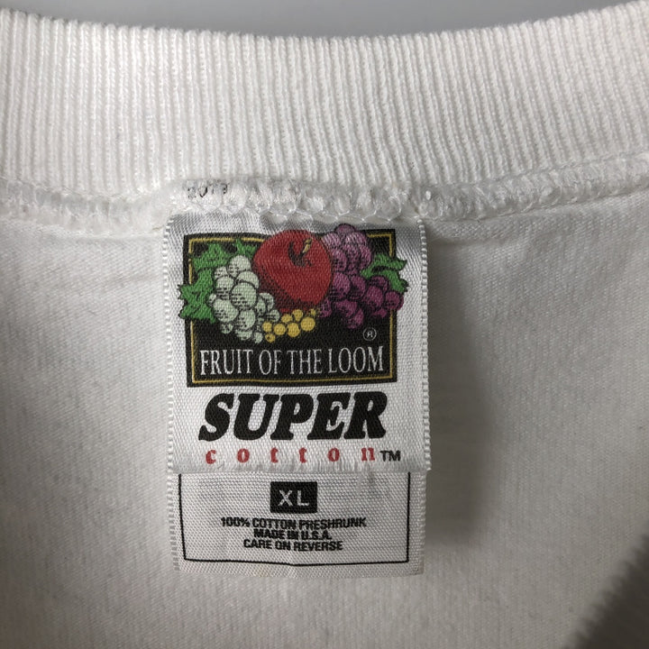 Fruit of the Loom Super Cotton Eagle Pattern Animal T-Shirt, Made in USA, Men's Size XL (approx.) cotton white type Vintage Second Hand