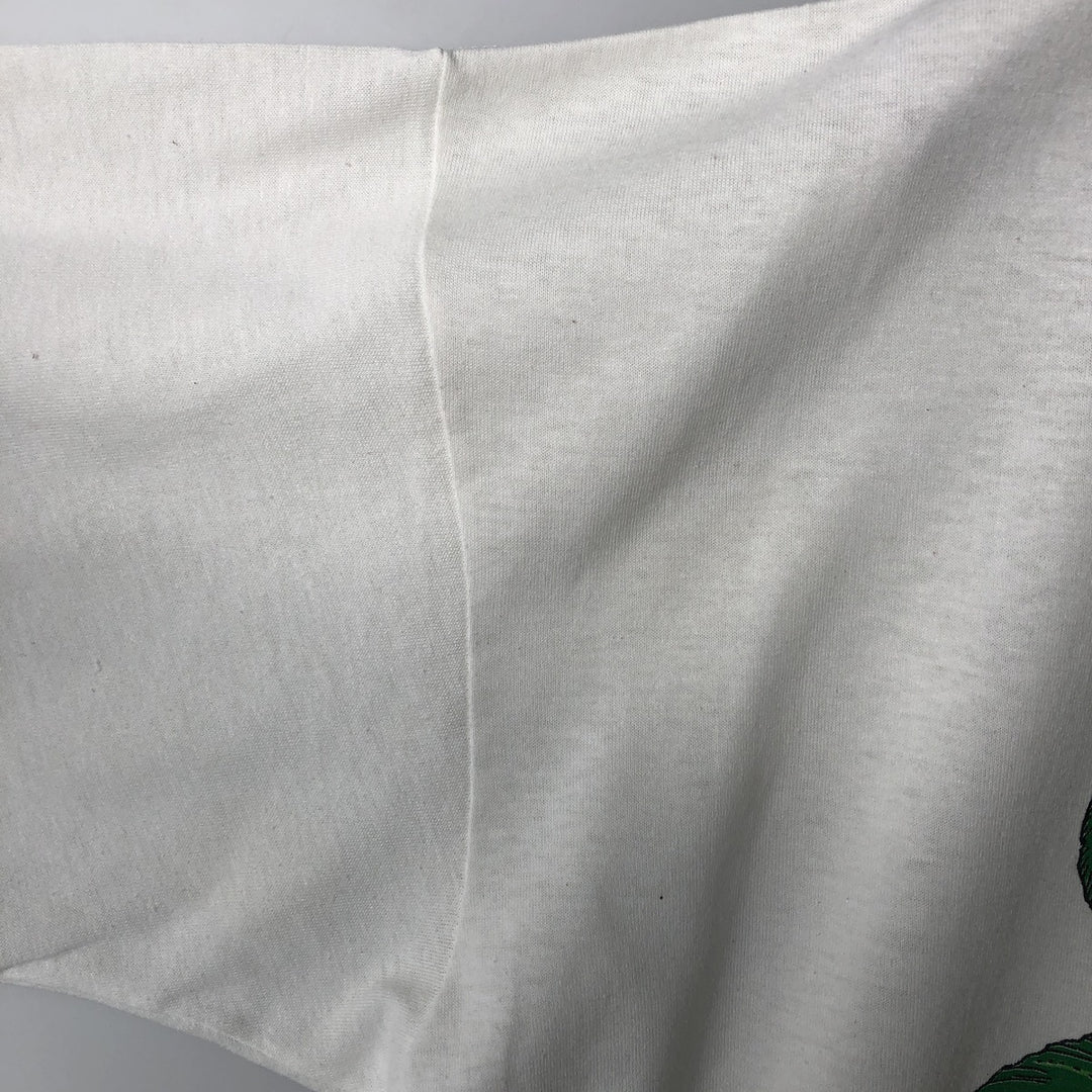 80'S AMERIA Frog Pattern Animal T-Shirt, Made in USA, Men's XL equivalent. cotton white type Vintage Second Hand