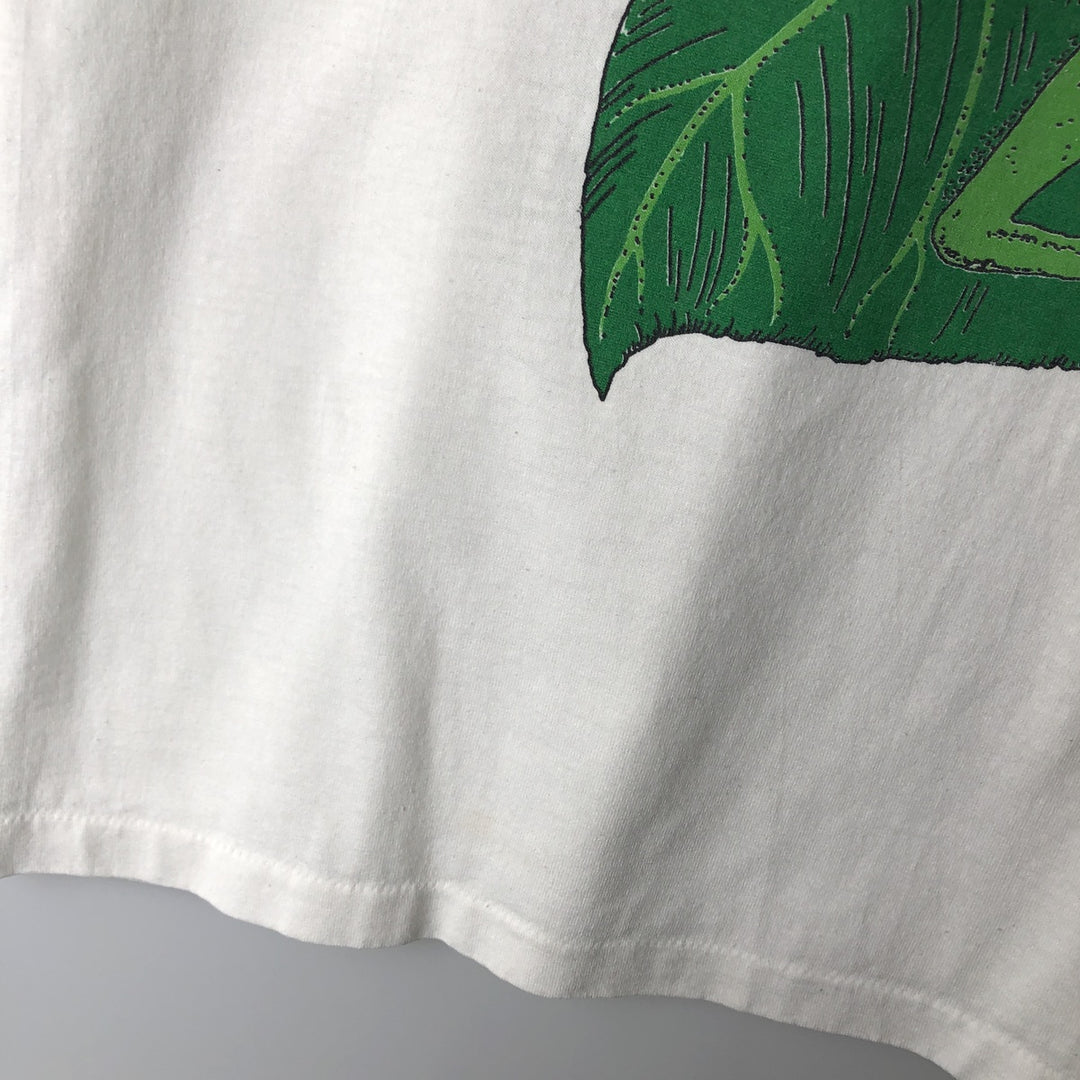 80'S AMERIA Frog Pattern Animal T-Shirt, Made in USA, Men's XL equivalent. cotton white type Vintage Second Hand