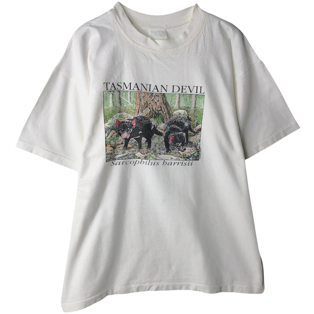 90'S Animal Pattern T-Shirt, Men's Size M (Equivalent), Vintage unclear white type Vintage Second Hand