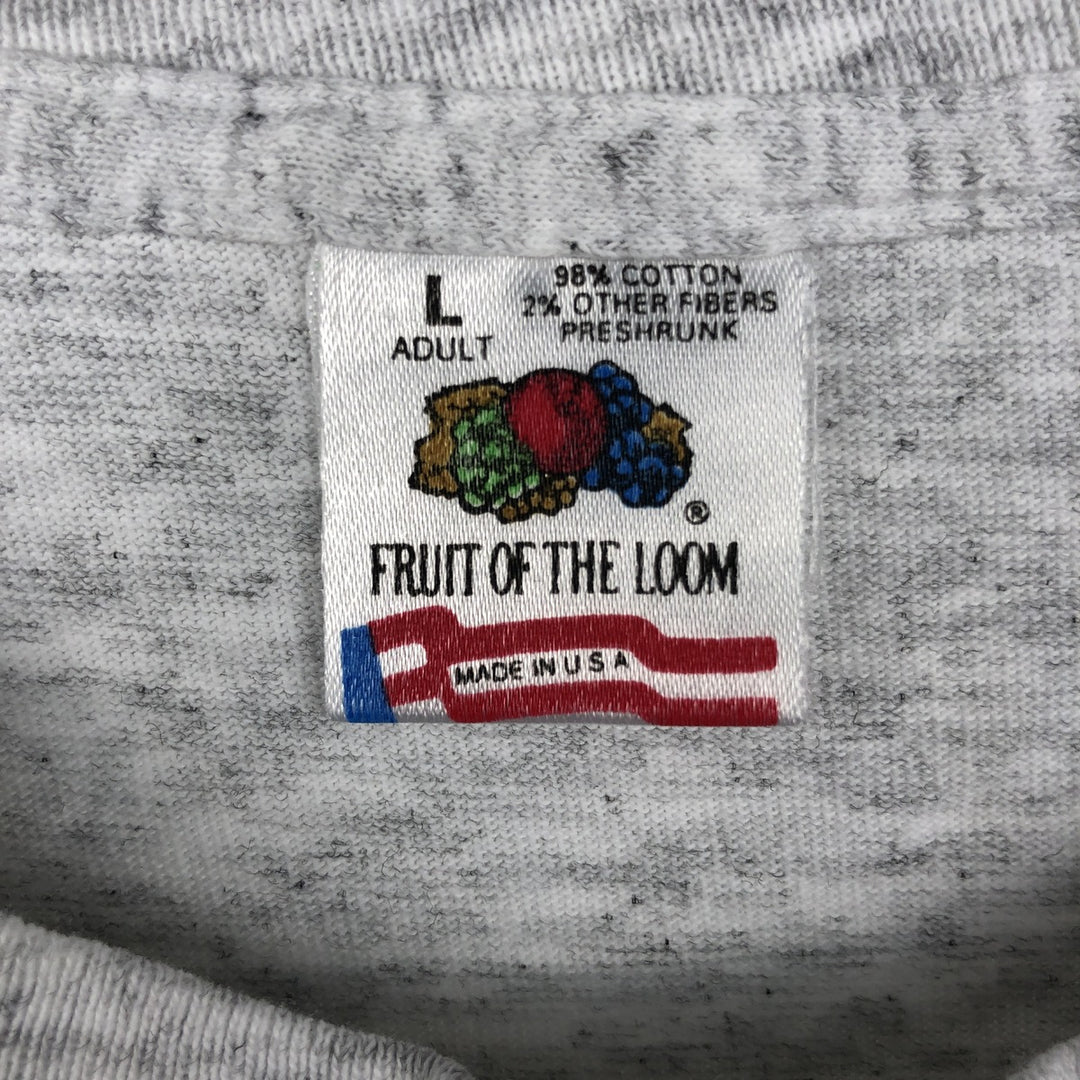 90'S Fruit of the Loom Dog Print Animal T-Shirt, Made in USA, Men's Size L (Equivalent), Vintage cotton gray type Vintage Second Hand