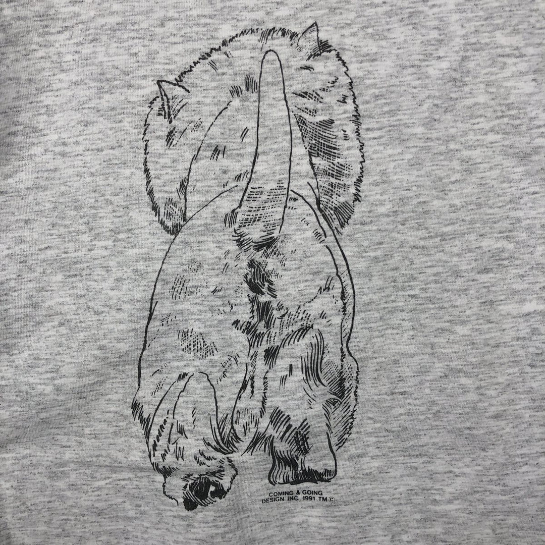 90'S Fruit of the Loom Dog Print Animal T-Shirt, Made in USA, Men's Size L (Equivalent), Vintage cotton gray type Vintage Second Hand