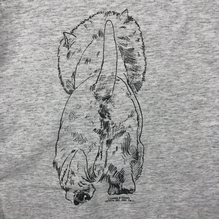 90'S Fruit of the Loom Dog Print Animal T-Shirt, Made in USA, Men's Size L (Equivalent), Vintage cotton gray type Vintage Second Hand