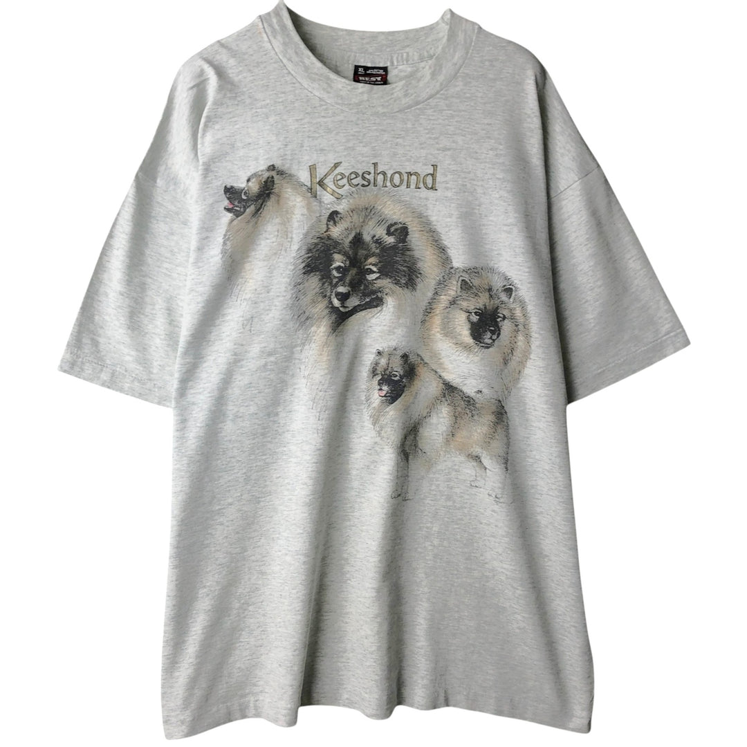 90'S Fruit of the Loom Best Dog Print Animal T-Shirt, Made in USA, Men's XL equivalent, Vintage cotton gray type Vintage Second Hand