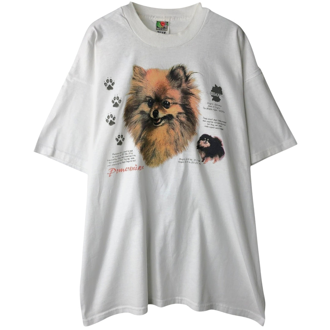 Fruit of the Loom BEST Dog Print Animal T-Shirt, Men's Size XL (approx.) cotton white type Vintage Second Hand