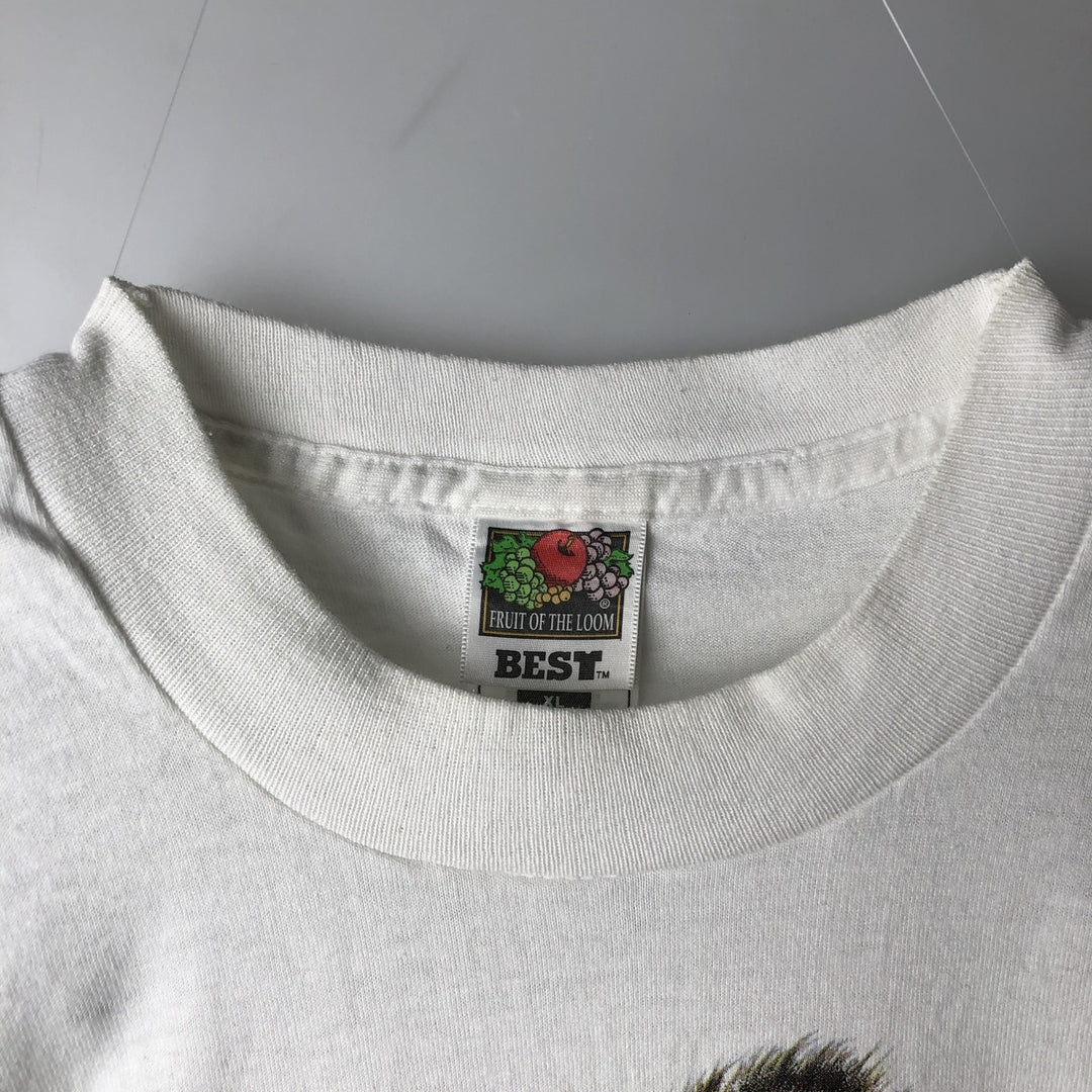 Fruit of the Loom BEST Dog Print Animal T-Shirt, Men's Size XL (approx.) cotton white type Vintage Second Hand