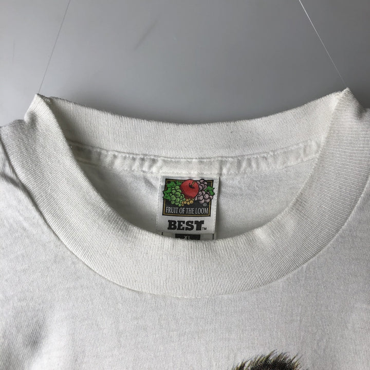 Fruit of the Loom BEST Dog Print Animal T-Shirt, Men's Size XL (approx.) cotton white type Vintage Second Hand