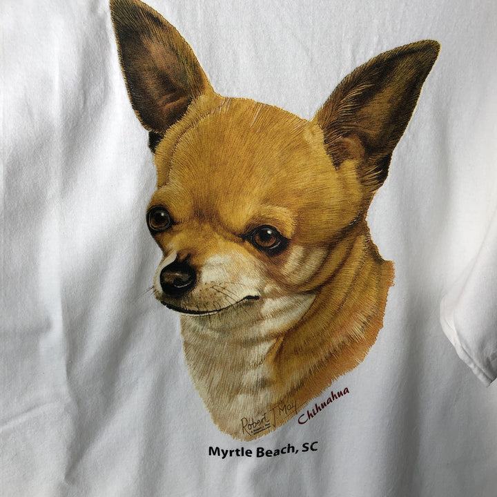 2000'S Hanes Heavyweight Dog Pattern Animal T-Shirt, Men's Size XL (approx.) cotton white type Vintage Second Hand