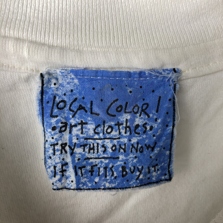 90'S Hanes BEEFY-T Blue Tag All-Over Print Wolf Pattern Animal T-Shirt Made in USA Men's XL Equivalent Vintage cotton white type Vintage Second Hand