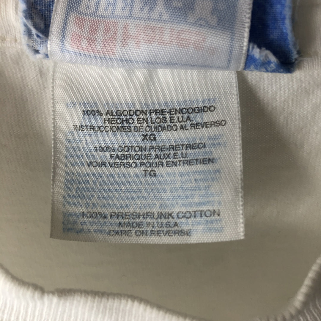90'S Hanes BEEFY-T Blue Tag All-Over Print Wolf Pattern Animal T-Shirt Made in USA Men's XL Equivalent Vintage cotton white type Vintage Second Hand