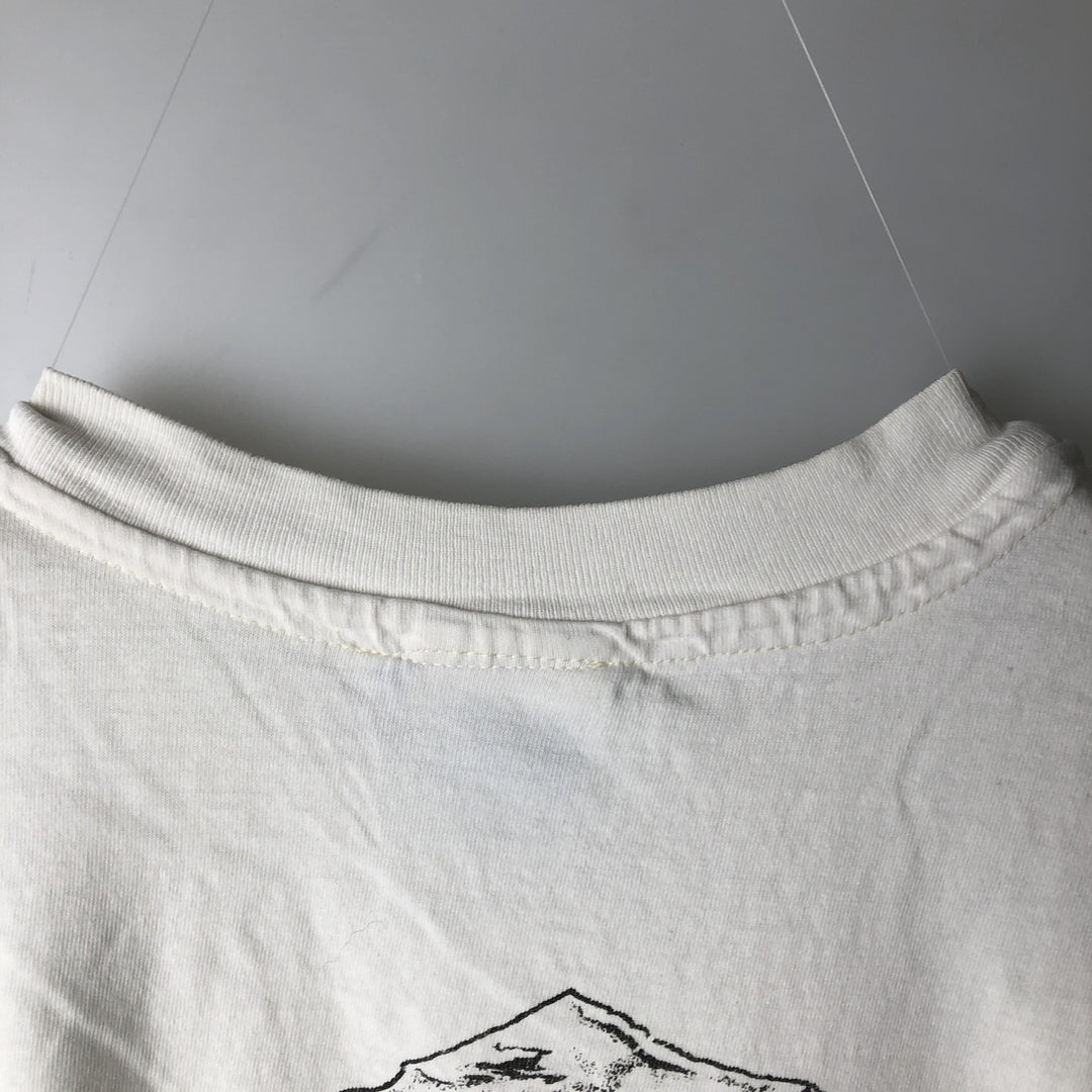 90'S Hanes BEEFY-T Blue Tag All-Over Print Wolf Pattern Animal T-Shirt Made in USA Men's XL Equivalent Vintage cotton white type Vintage Second Hand