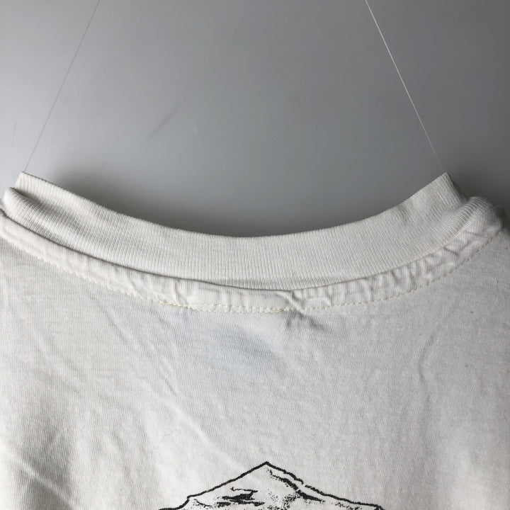 90'S Hanes BEEFY-T Blue Tag All-Over Print Wolf Pattern Animal T-Shirt Made in USA Men's XL Equivalent Vintage cotton white type Vintage Second Hand