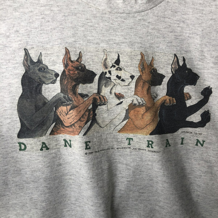 90'S SIGNAL SPORTS Dog Print Animal T-Shirt, Made in USA, Men's XL equivalent, Vintage cotton white type Vintage Second Hand