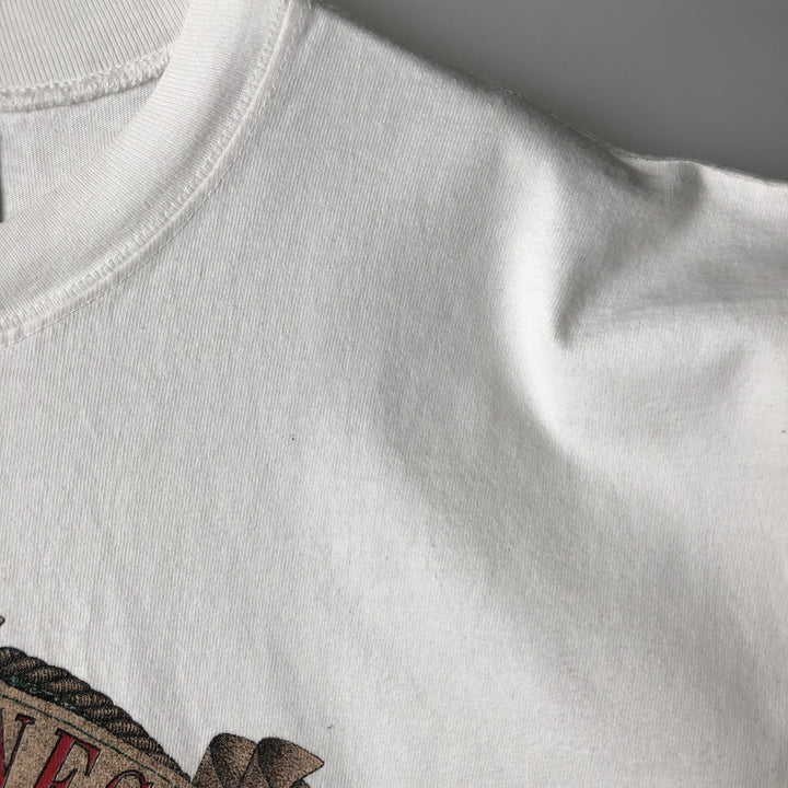 2000'S Snowshoe Thompson Dog Print Animal T-Shirt, Made in USA, Men's Size L (approx.) cotton white type Vintage Second Hand