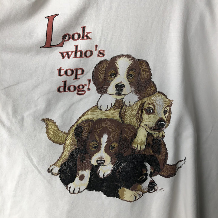 90'S Joe Boxer Dog Print Animal T-Shirt, Men's Size L (approx.), Vintage cotton white type Vintage Second Hand