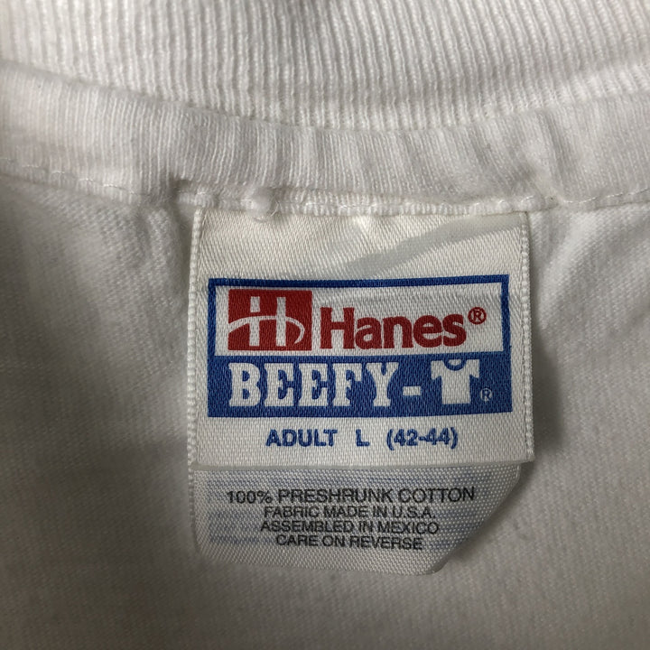 90'S Hanes BEEFY-T Dog Print Animal T-Shirt, Men's Size L (approx.), Vintage cotton white type Vintage Second Hand