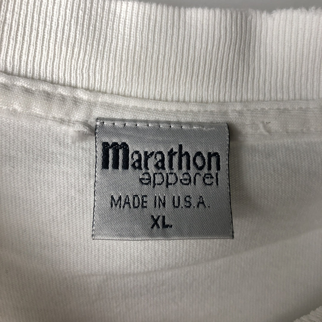 90'S Marathon Apparel Fish Print Animal T-Shirt, Made in USA, Men's XL equivalent, Vintage cotton white type Vintage Second Hand