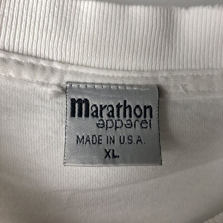 90'S Marathon Apparel Fish Print Animal T-Shirt, Made in USA, Men's XL equivalent, Vintage cotton white type Vintage Second Hand