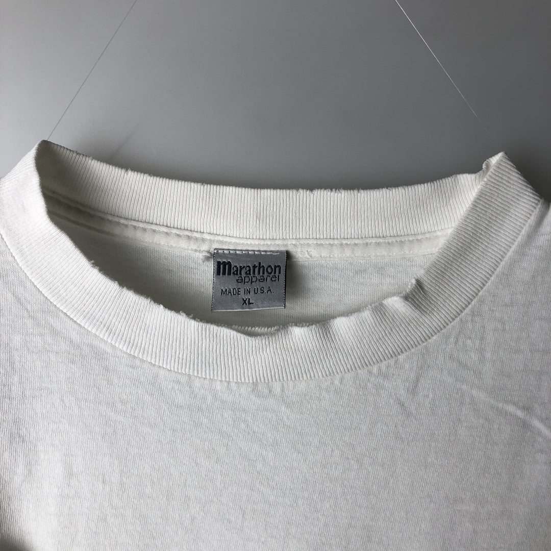 90'S Marathon Apparel Fish Print Animal T-Shirt, Made in USA, Men's XL equivalent, Vintage cotton white type Vintage Second Hand